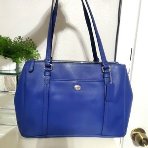 Coach Large Peyton Double Zip Carryall Satchel in Blue Saffiano Leather💙💙💙